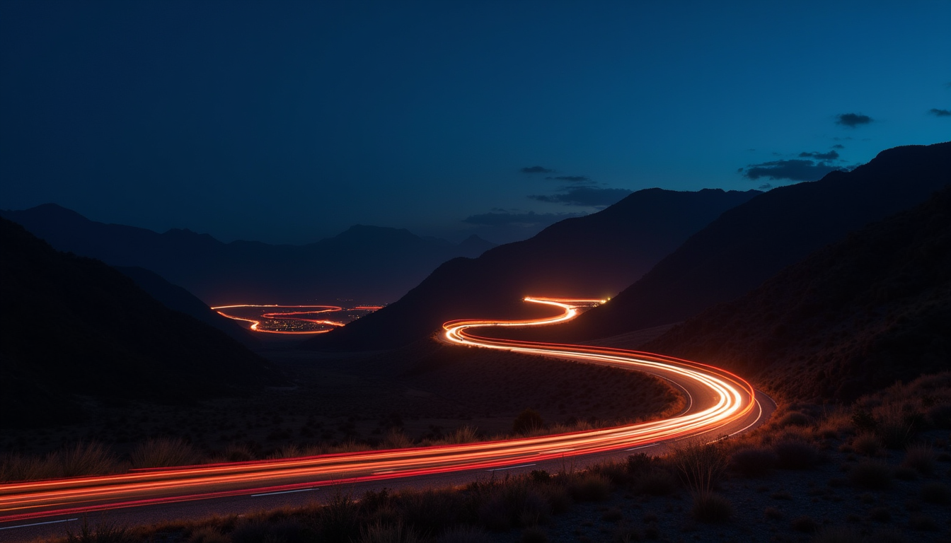 Images\serpentine Road Car Light Trails Car Light Trails Evening Wallpapers